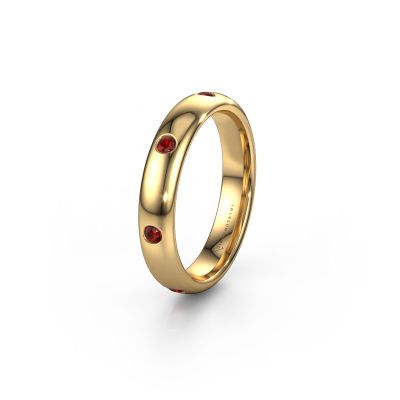 Wedding ring WH0105L34BP 585 gold garnet ±0.16x0.08 in