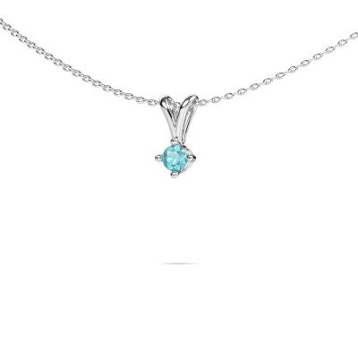Pendant Jannette 585 white gold blue topaz 4 mm