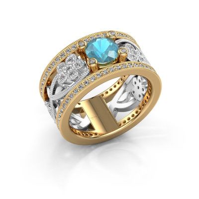 Ring Severine 585 goud blauw topaas 6 mm