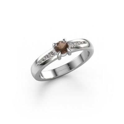Engagement ring Zohra 950 platinum smokey quartz 4 mm