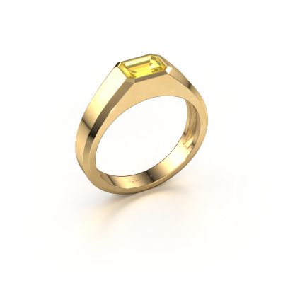 Heren ring Dylan 1 585 goud gele saffier 7x5 mm
