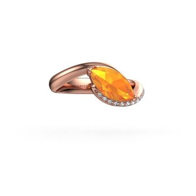 Bague de fiançailles Aida MRQ side 585 or rose citrine 11x5.5 mm