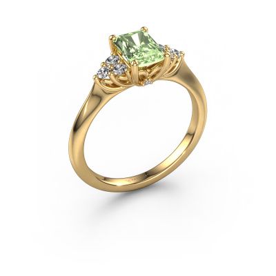 Engagement ring Felipa RAD 585 gold green lab grown diamond 7x5 mm
