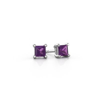 Stud earrings Sam square 585 white gold amethyst 4 mm