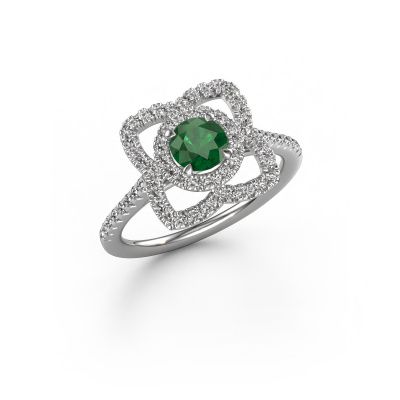 Engagement ring Cleopatra 585 white gold emerald 5 mm