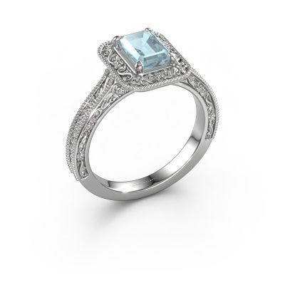 Engagement ring Alice EME 950 platinum aquamarine 7x5 mm