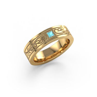 Men's ring Matijs 585 gold blue topaz 3 mm