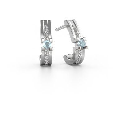 Boucles d'oreilles Myrthe 950 platine aigue-marine 2.5 mm