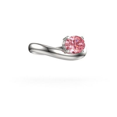 Engagement ring Floor OVL 950 platinum pink lab grown diamond 8x6 mm