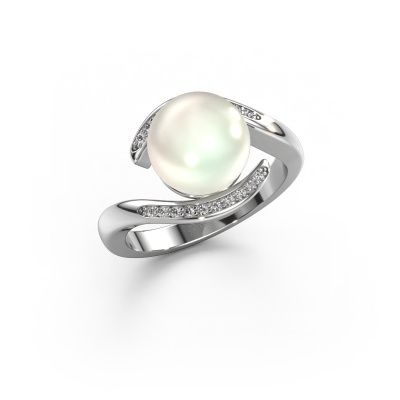 Bague Dedra 585 or blanc perle blanche 9 mm