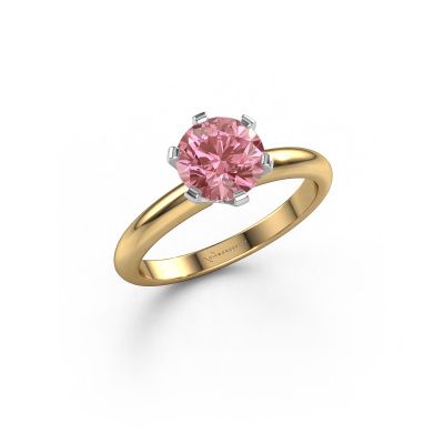 Engagement ring Tiffy 1 585 gold pink lab grown diamond 7 mm