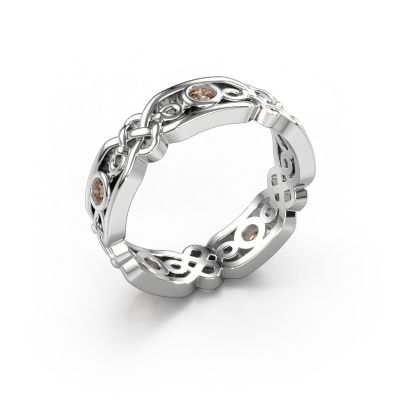 Wedding ring Rosa 585 white gold brown diamond ±0.20x0.08 in