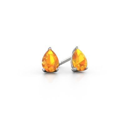 Clous d'oreilles Sam PER 585 or blanc citrine 7x5 mm