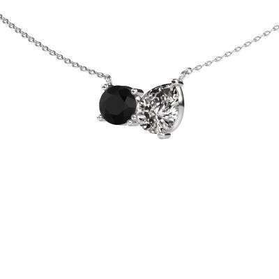 Pendant Toi et Moi RND PER 585 white gold black diamond 2.80 crt