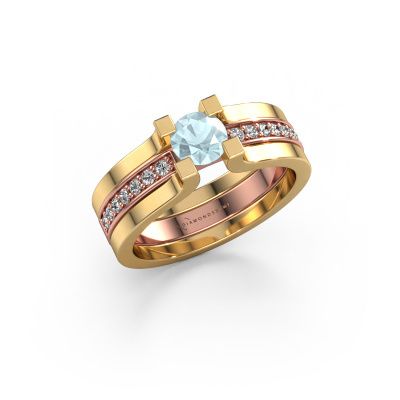 Verlovingsring Myrthe 585 rosé goud aquamarijn 5 mm