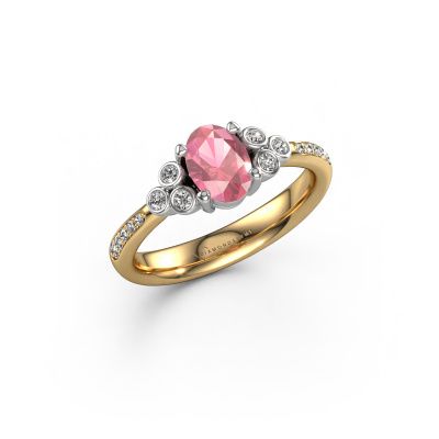 Engagement ring Lucy 2 585 gold tourmaline pink 7x5 mm