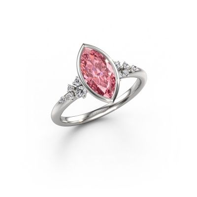 Engagement ring Aliyah MRQ 585 white gold pink lab grown diamond 11x5.5 mm