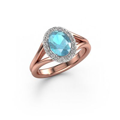 Engagement ring Verla ovl 1 585 rose gold blue topaz 8x6 mm