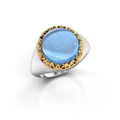 Ring Birgit 585 witgoud blauw topaas 12 mm