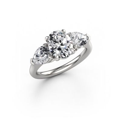 Bague de fiançailles Carma OVL 585 or blanc zircone 9x7 mm