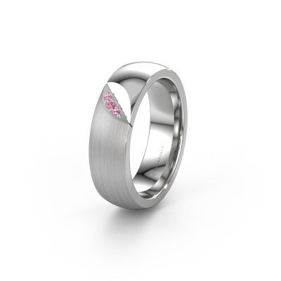 Wedding ring WH2007L 950 platinum pink sapphire ±0.24x0.08 in
