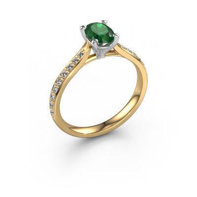 Engagement ring Mignon ovl 2 585 gold emerald 7x5 mm