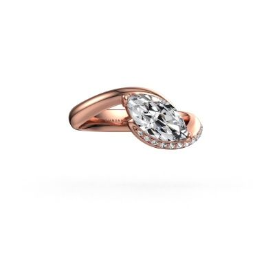 Engagement ring Aida MRQ side 585 rose gold lab grown diamond 1.358 crt