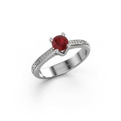 Engagement ring Mei 950 platinum ruby 4.7 mm