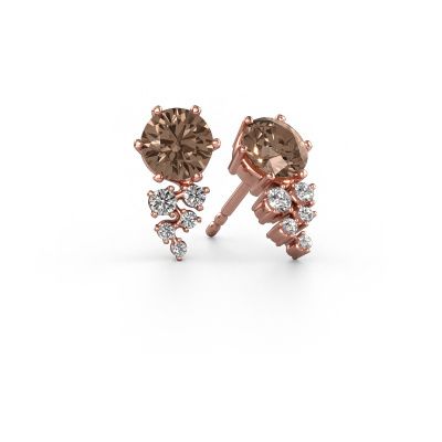 Boucles d'oreilles Royce 585 or rose diamant brun 0.80 crt