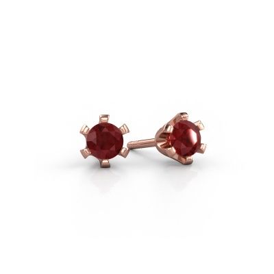 Clous d'oreilles Shana 585 or rose rubis 4 mm