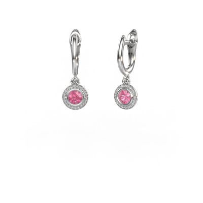 Pendants d'oreilles Noud RND 950 platine saphir rose 4 mm