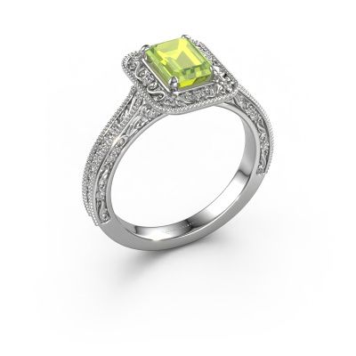 Engagement ring Alice EME 950 platinum peridot 7x5 mm