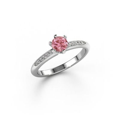 Engagement ring Tiffy 2 950 platinum pink lab grown diamond 4.7 mm