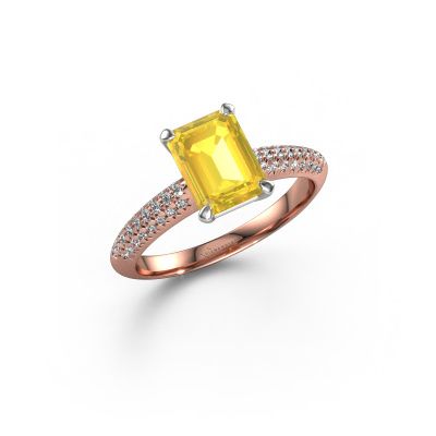 Engagement ring Morane EME 585 rose gold yellow sapphire 8x6 mm