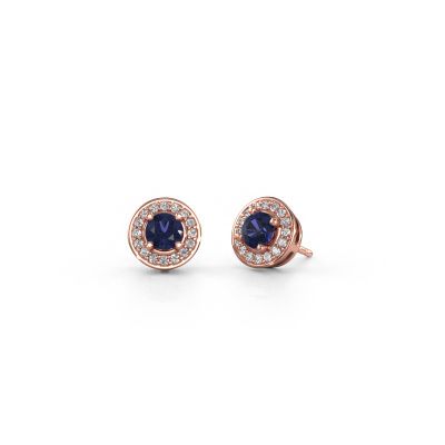 Stud earrings Agaat 585 rose gold sapphire 5 mm