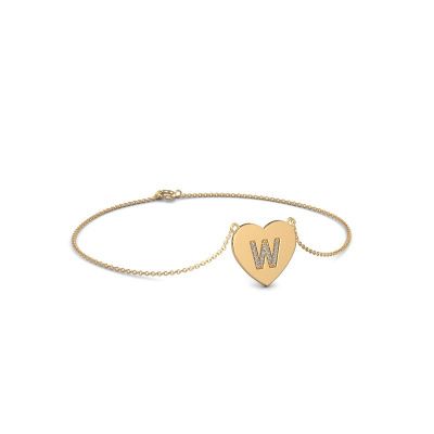 Bracelet Initial Heart 585 or jaune diamant 0.07 crt