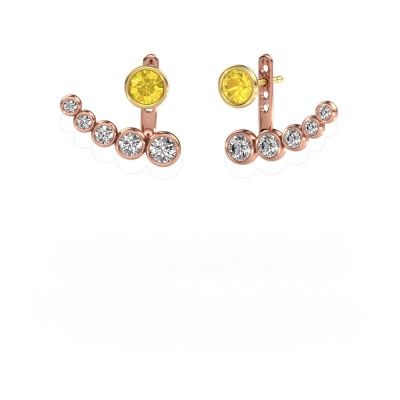 Boucles d'oreilles Wendy 585 or rose saphir jaune 5 mm