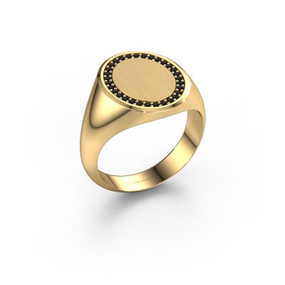 Men's ring Floris Oval 4 585 gold black diamond 0.279 crt