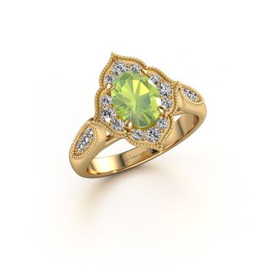 Bague de fiançailles Rosan 585 or jaune péridot 8x6 mm