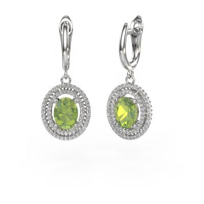 Drop earrings Karren 585 white gold peridot 8x6 mm