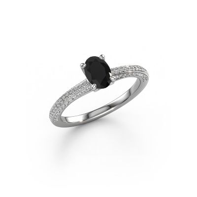Bague de fiançailles Elenore ovl 585 or blanc diamant noir 0.78 crt