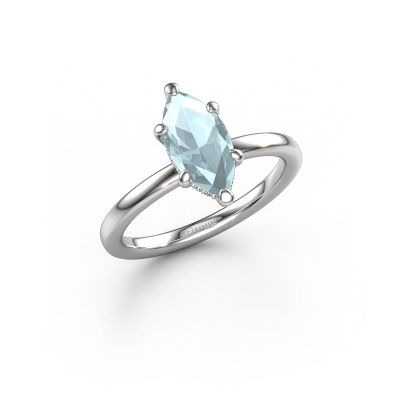 Engagement ring Simone MRQ 2 585 white gold aquamarine 11x5.5 mm