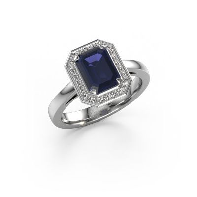 Engagement ring Dodie 1 eme 585 white gold sapphire 8x6 mm