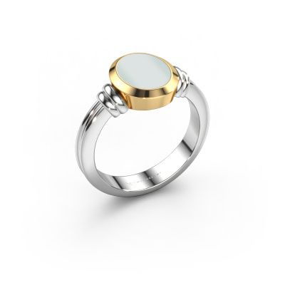 Pinky ring Jake 1 585 white gold green sardonyx 10x8 mm