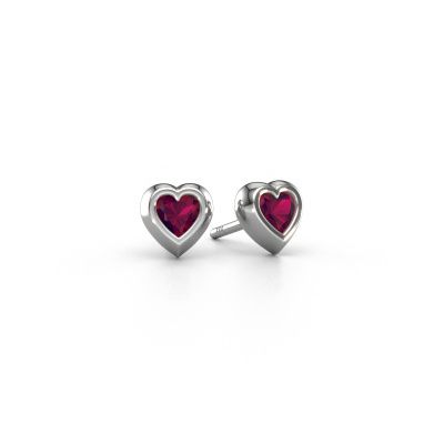 Clous d'oreilles Charlotte 585 or blanc rhodolite 4 mm