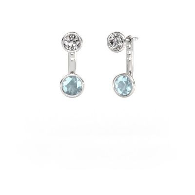 Boucles d'oreilles Halle 585 or blanc aigue-marine 6 mm