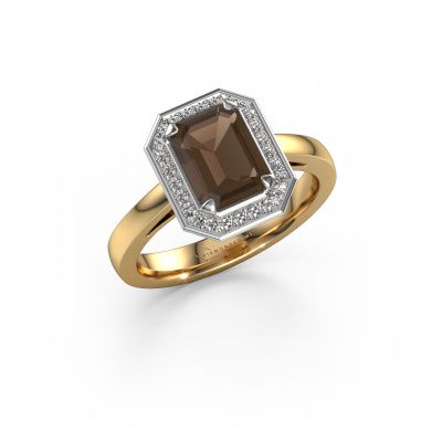 Engagement ring Dodie 1 eme 585 gold smokey quartz 8x6 mm