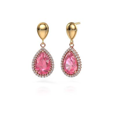 Drop earrings Tilly per 1 585 rose gold pink sapphire 12x8 mm
