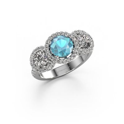 Ring Lacie 950 platinum blue topaz 6.5 mm