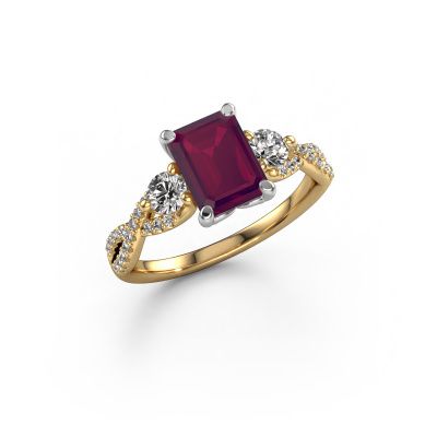 Verlovingsring Marilou EME 585 goud rhodoliet 8x6 mm